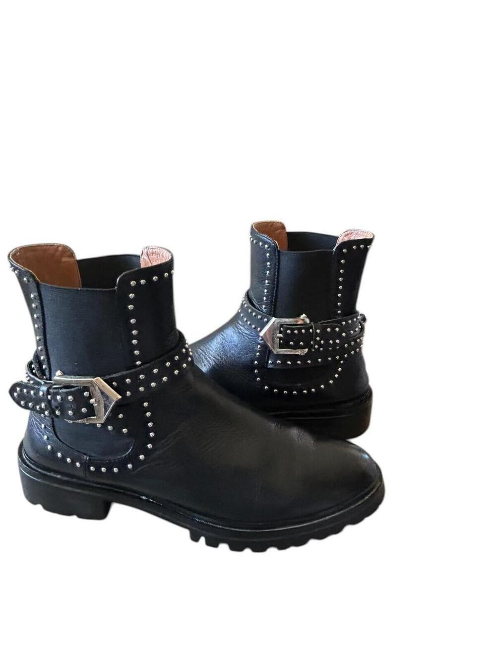 Givenchy Studded Biker Boots Black Leather Harness Moto EU 38/ US 7.5 - Picture 10 of 15